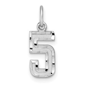 Sterling Silver, Varsity Collection, Small D/C Pendant, Number 5